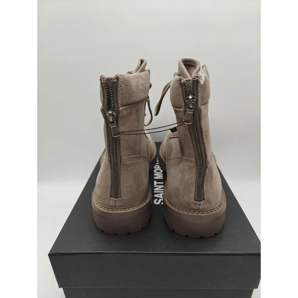 Saint‎ Morta Boots Mens Size 13 Beige Suede Legion Combat Ankle Zip Lug Sole